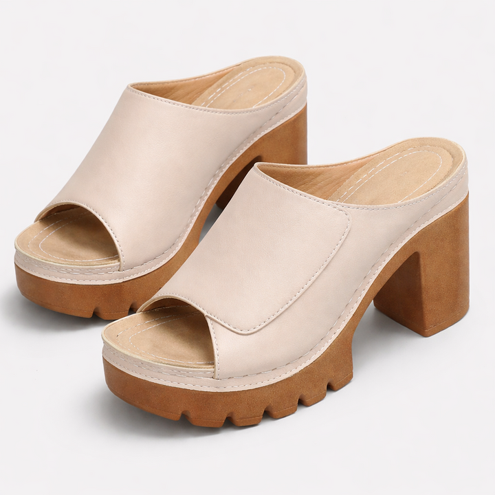Alessia™ | Premium Leather Platform Mule Heels