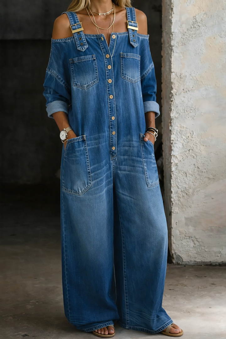 Sophia™ | Relaxed Denim Jumpsuit with Pockets