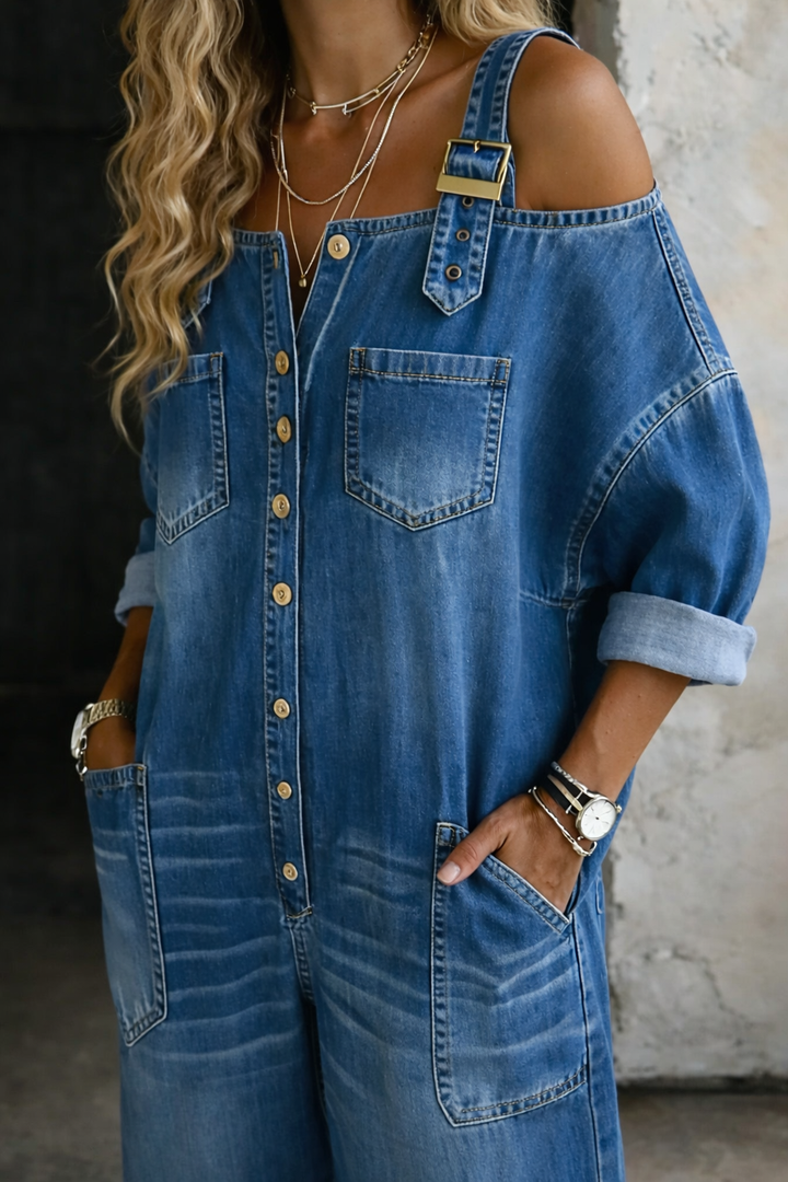 Sophia™ | Relaxed Denim Jumpsuit with Pockets