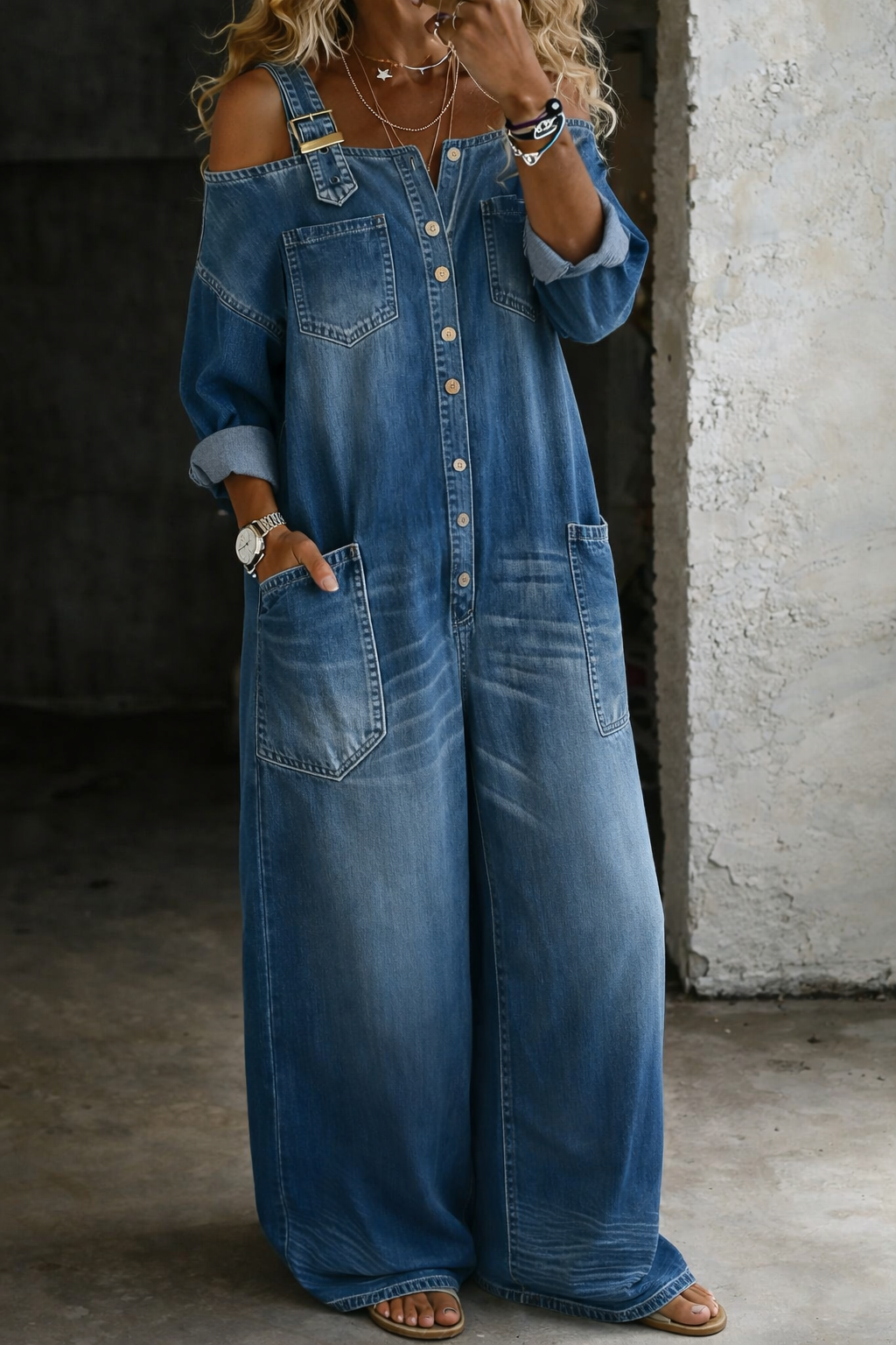 Sophia™ | Relaxed Denim Jumpsuit with Pockets