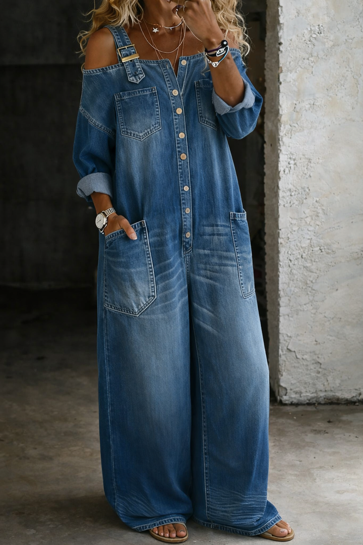 Sophia™ | Relaxed Denim Jumpsuit with Pockets