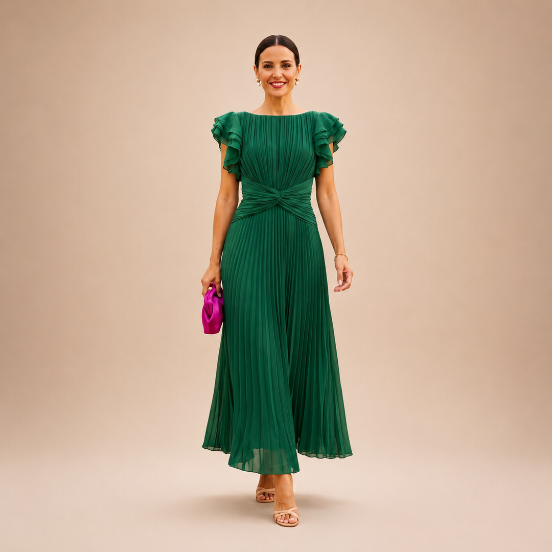 Vivienne™ | Pleated Twist-Waist Maxi Dress