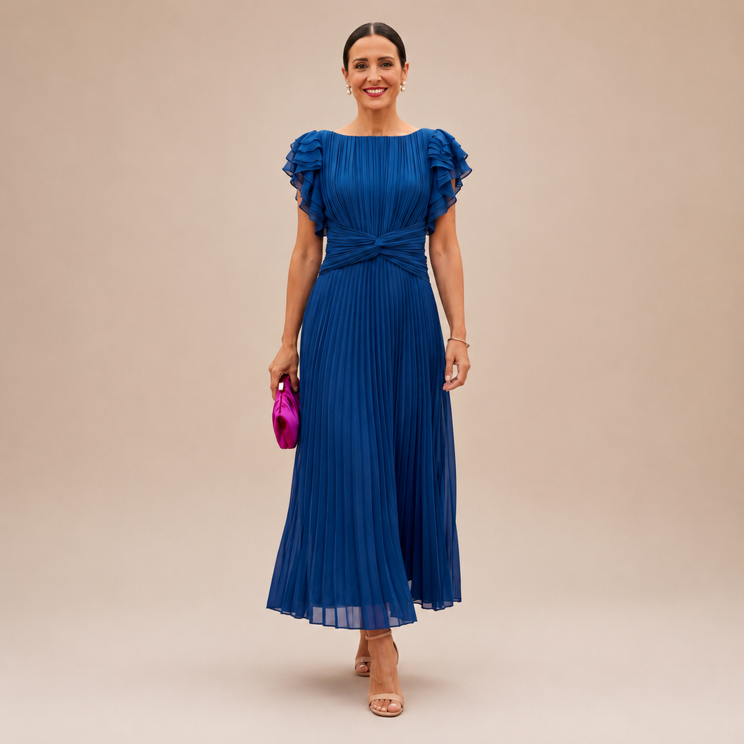 Vivienne™ | Pleated Twist-Waist Maxi Dress