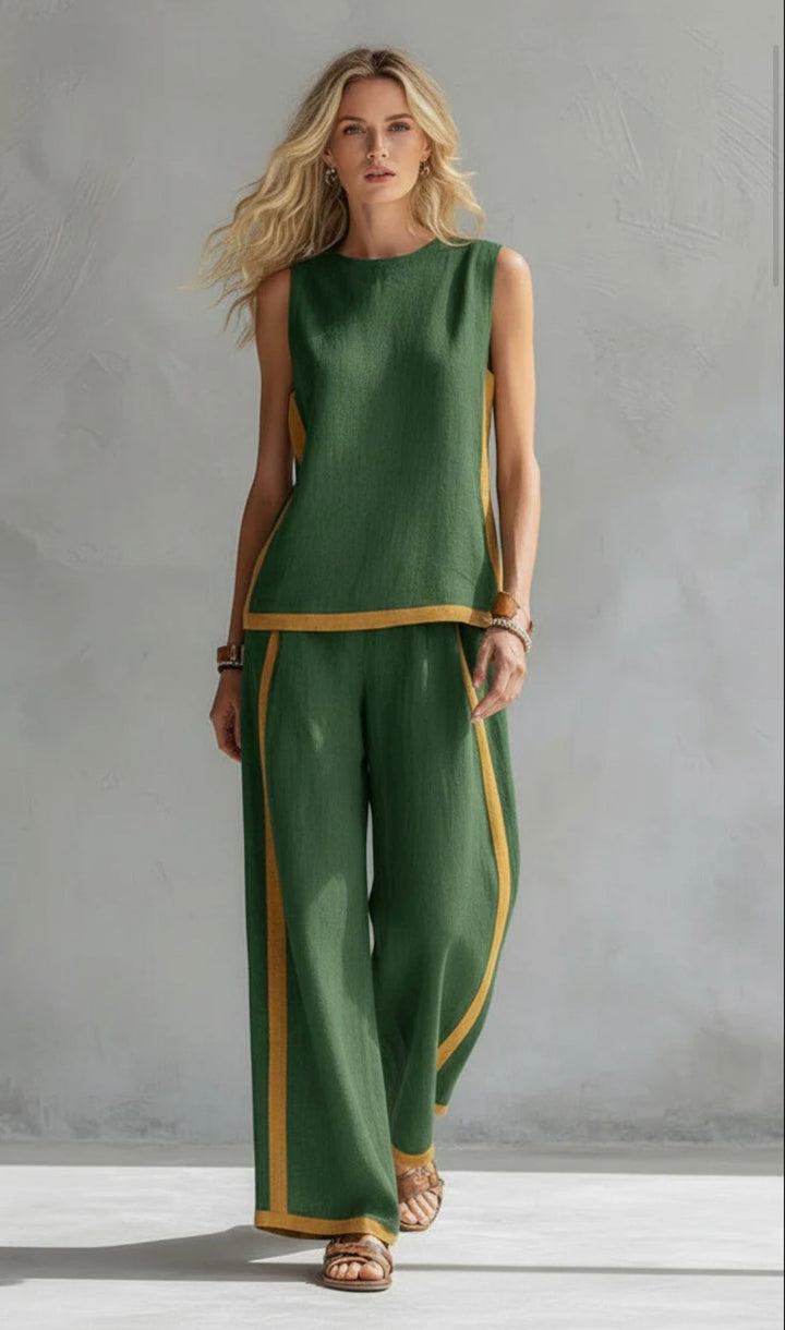 Colette™ | Bicolor Vest & Wide-Leg Trouser Set