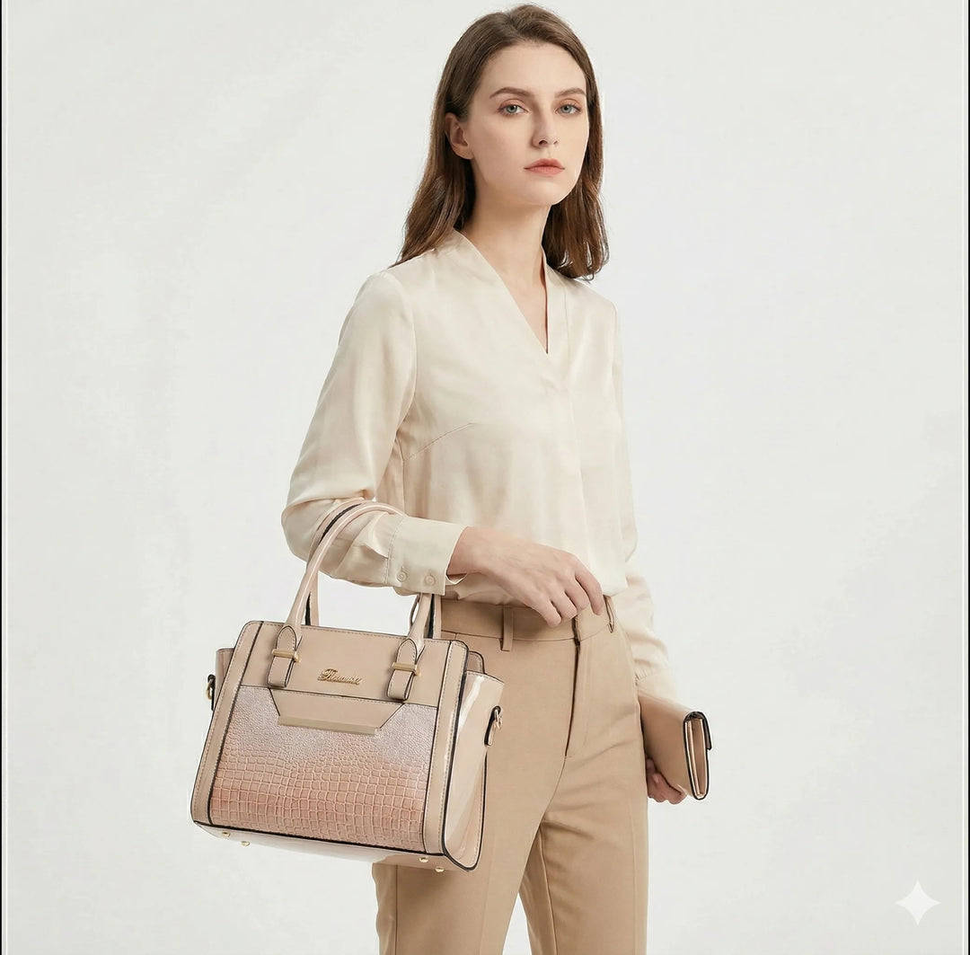 Sophia™ | Croc-Embossed Leather Bag & wallet Set