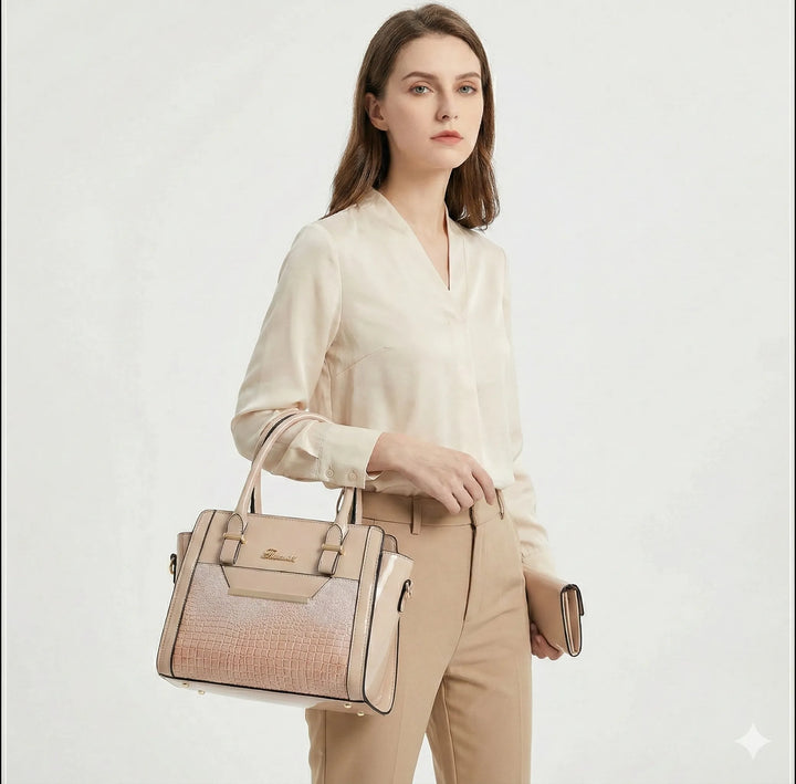 Sophia™ | Croc-Embossed Leather Bag & wallet Set