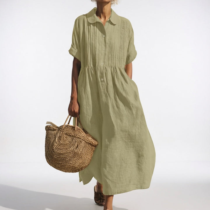 Elara™ | Linen Blend Shirt Dress