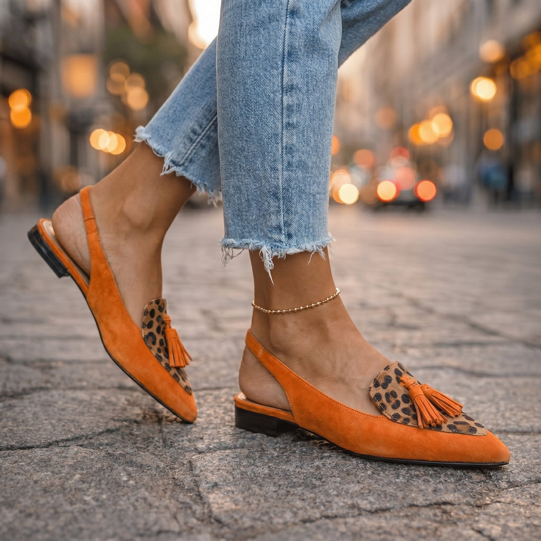 Lorena™ | Pointed-Toe Flat Mules with Slingback