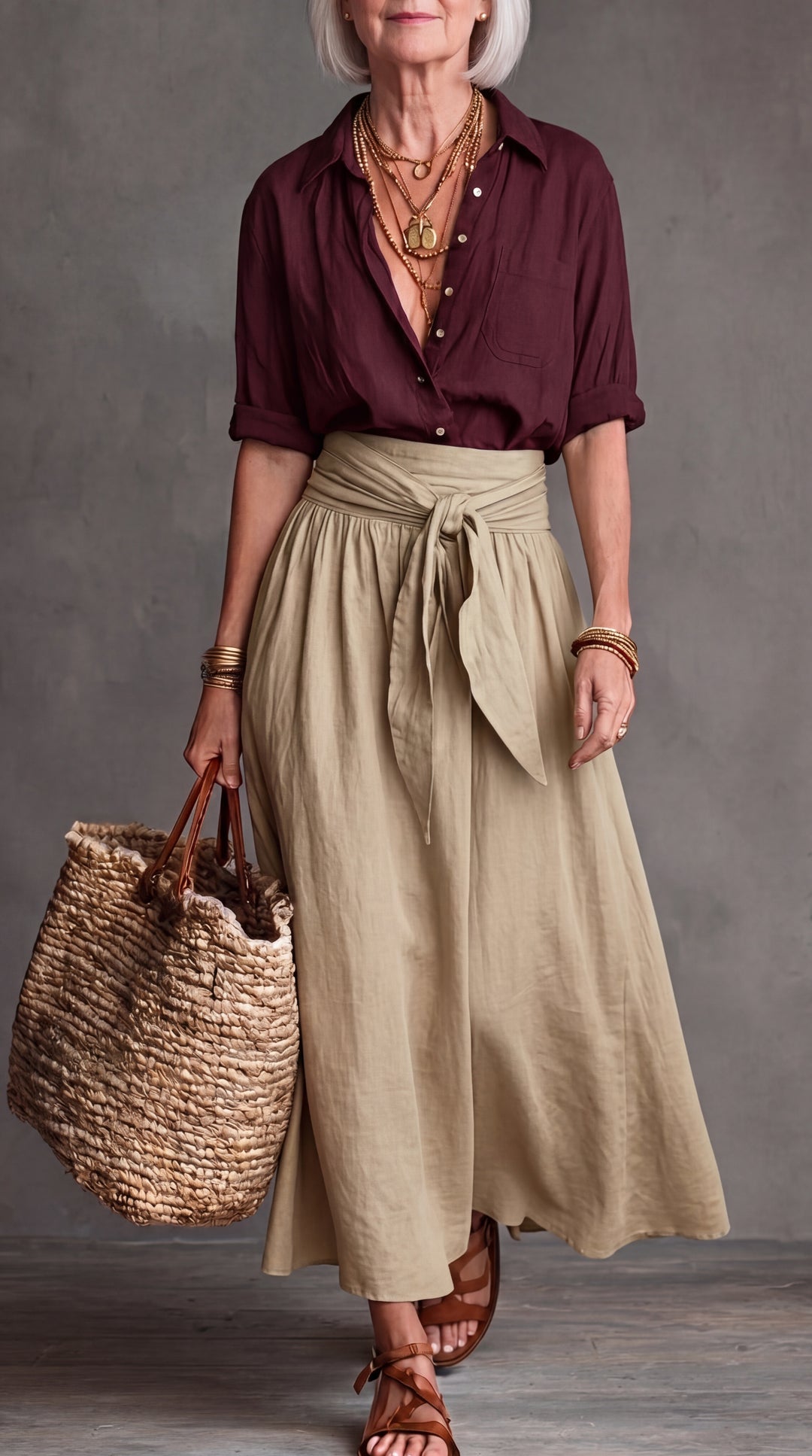 Vera™ |  Blouse &  Midi Skirt Set with Belt