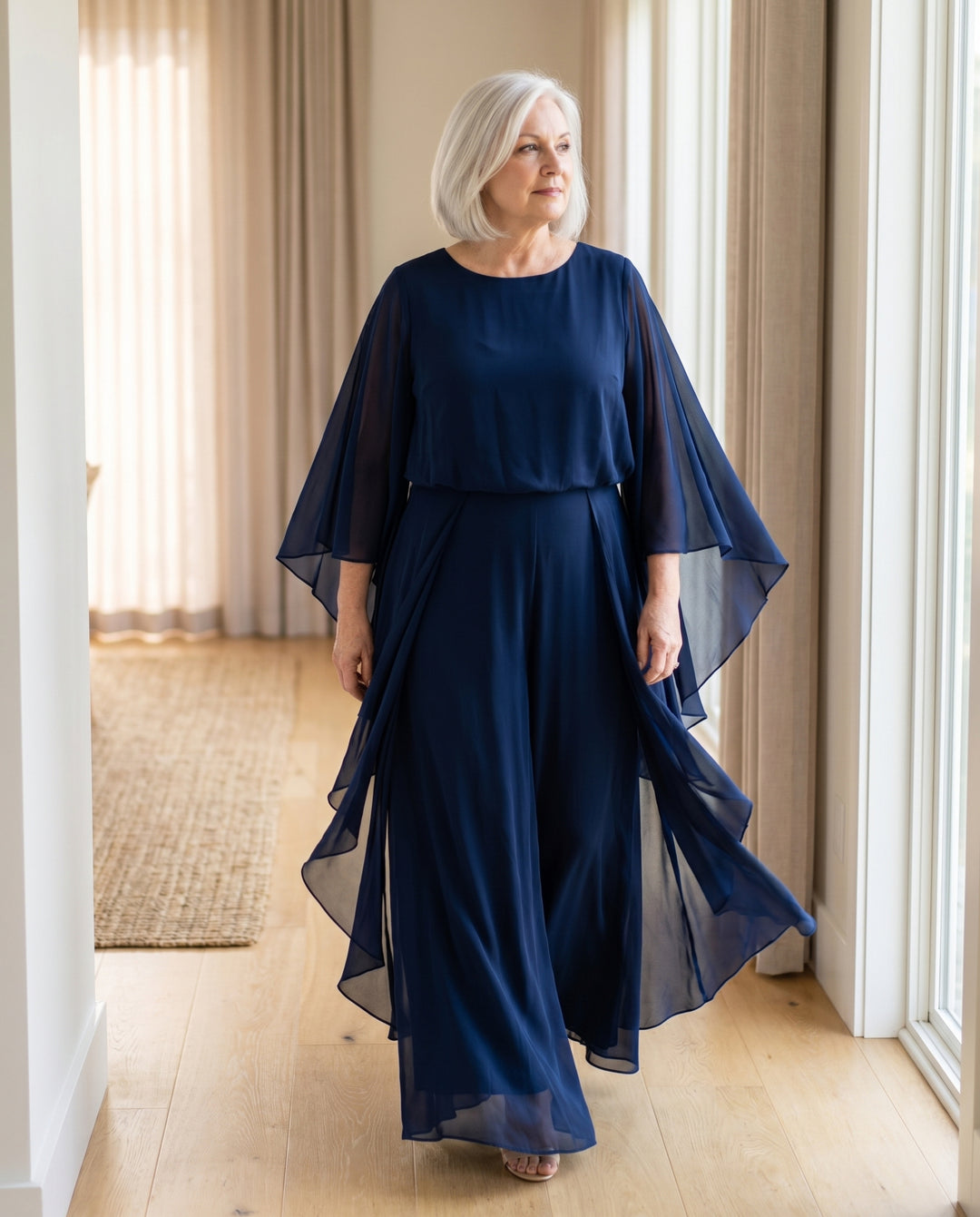 Michaela™ | Elegant Chiffon Sleeve Two-Piece Set