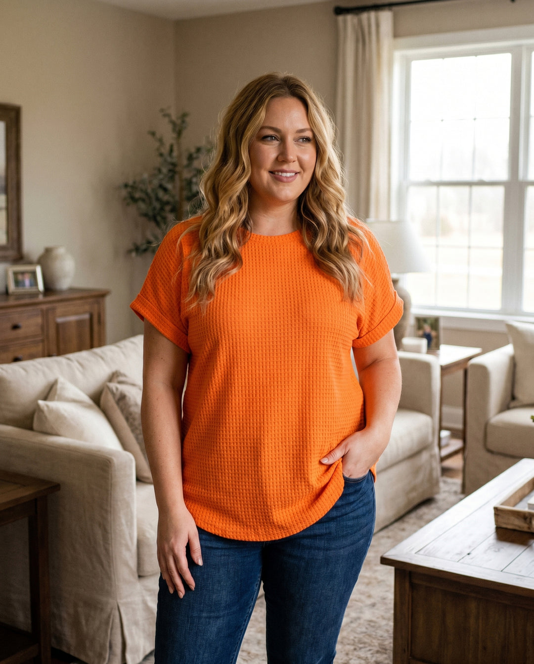 Penny™ | Soft Waffle-Knit Short Sleeve Top