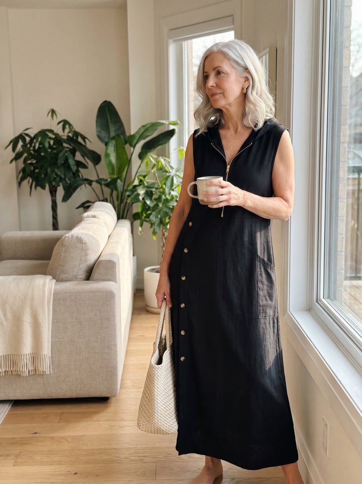 Carol™ | Hooded Button Maxi Dress