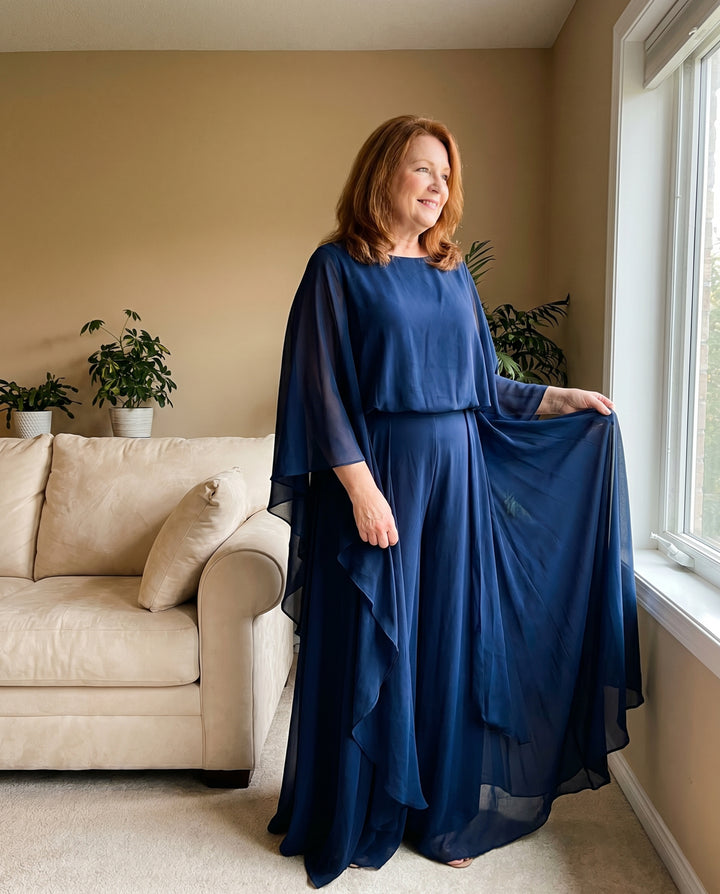 Michaela™ | Elegant Chiffon Sleeve Two-Piece Set