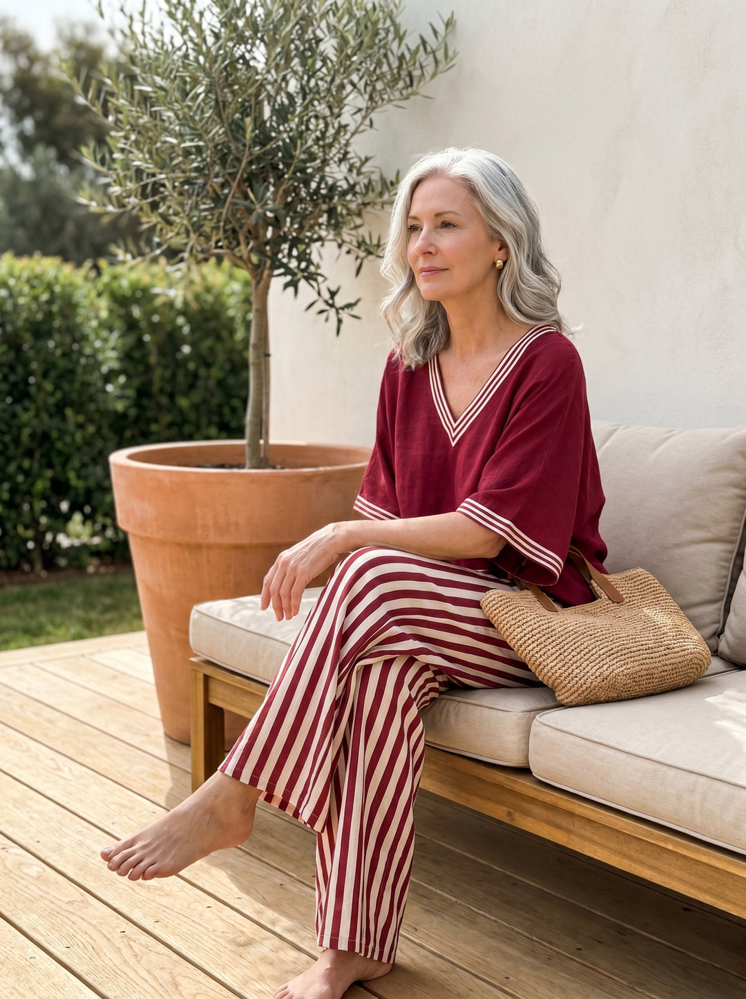 Audrey™ | Striped Linen Two-Piece Summer Set
