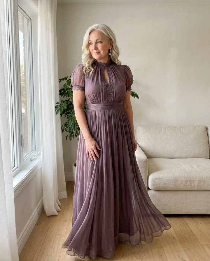 Ashley™ | Vintage Chiffon Maxi Dress