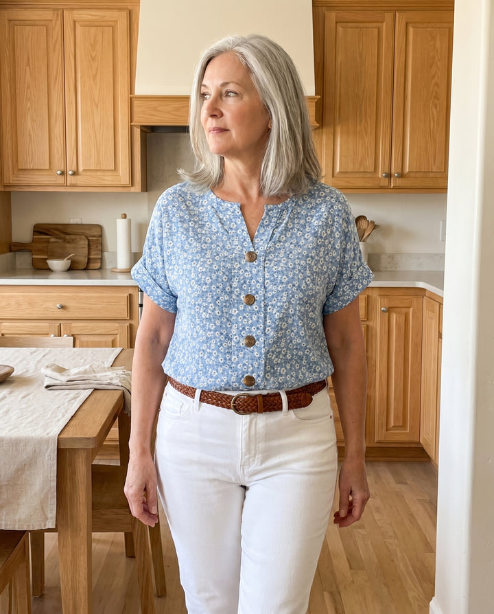 Verna™ | Floral Print Button Blouse