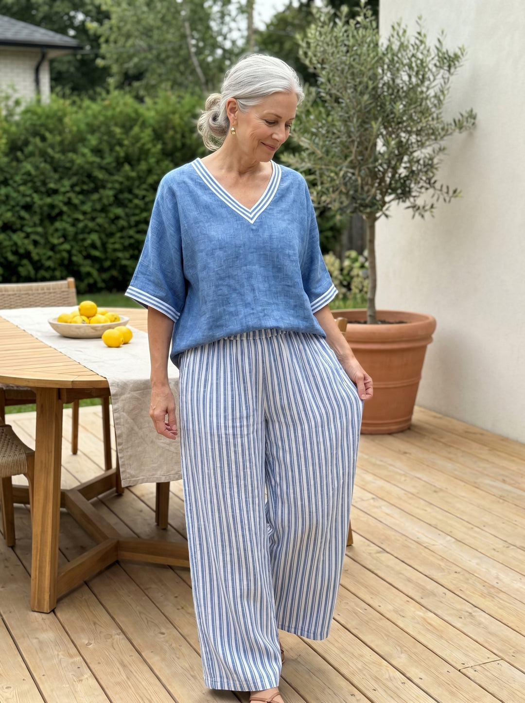 Audrey™ | Striped Linen Two-Piece Summer Set