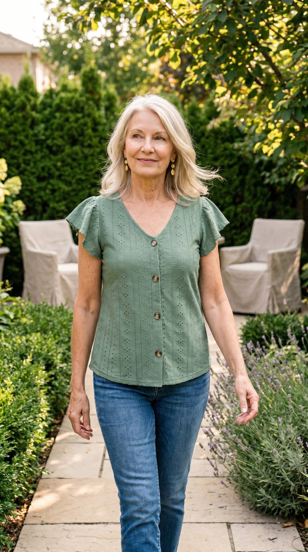 Colette™ | Ruffle-Sleeve Button Summer Top
