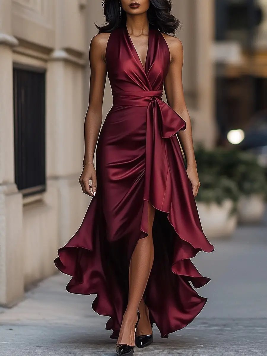 Audrey™ | Elegant Halter Wrap Evening Dress