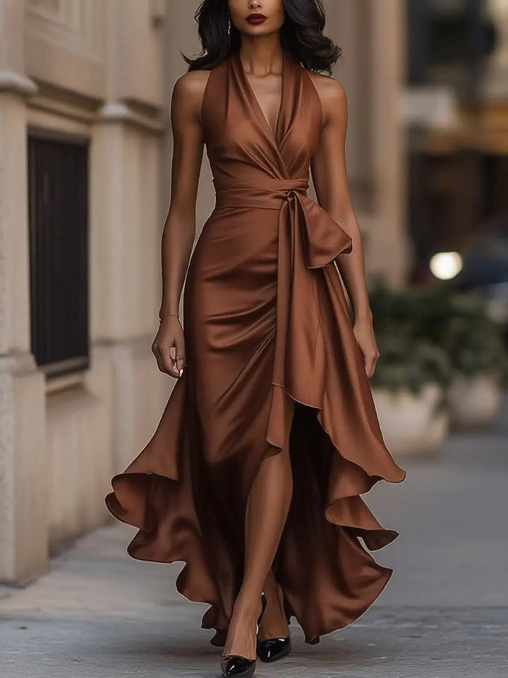 Audrey™ | Elegant Halter Wrap Evening Dress