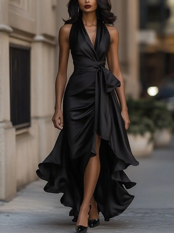 Audrey™ | Elegant Halter Wrap Evening Dress