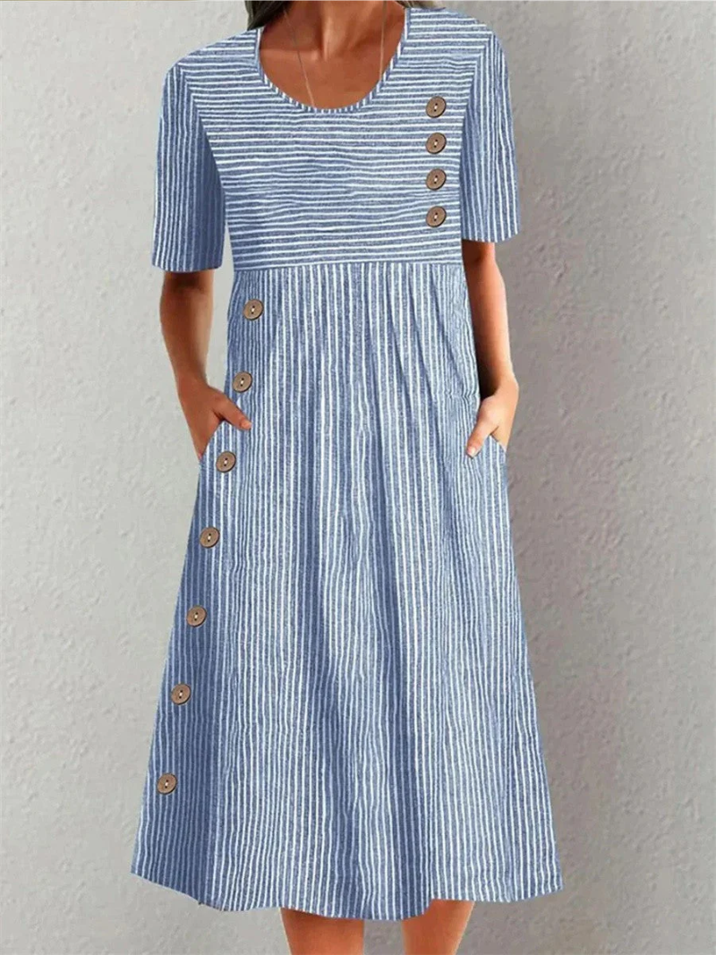 Marina™ | Striped Cotton Midi Dress