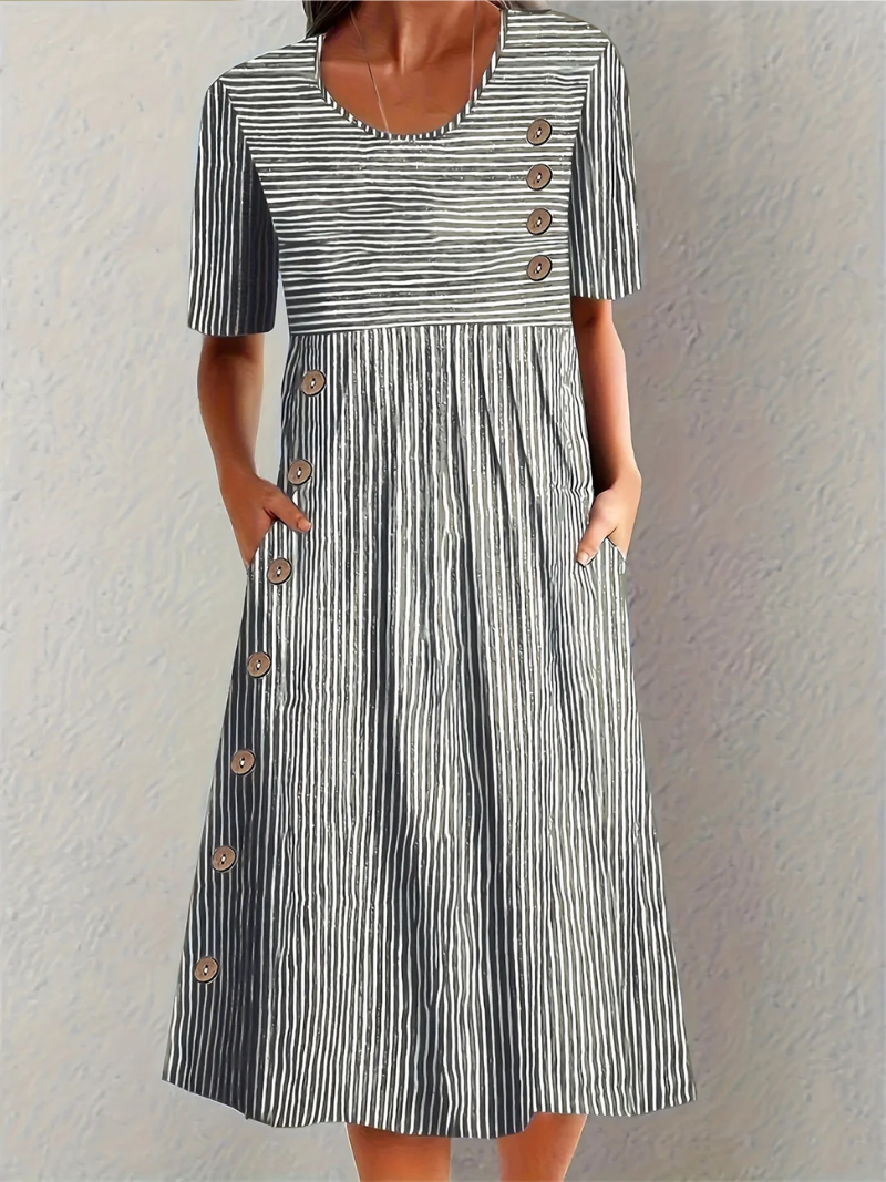 Marina™ | Striped Cotton Midi Dress