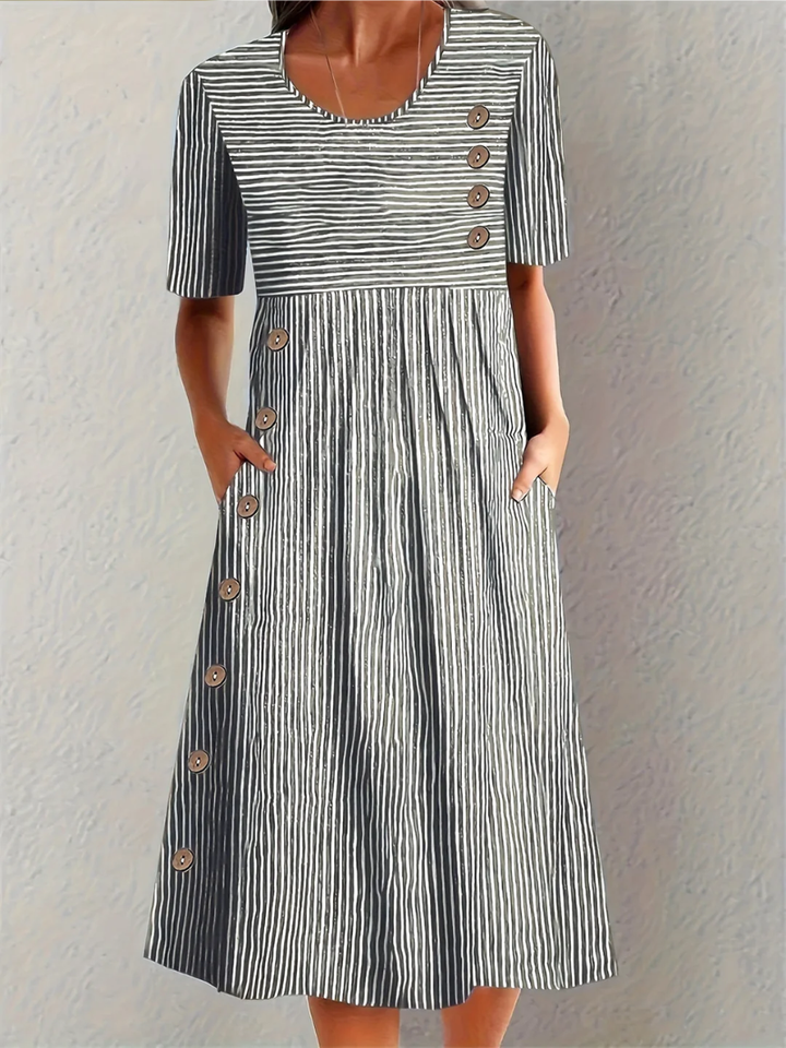 Marina™ | Striped Cotton Midi Dress