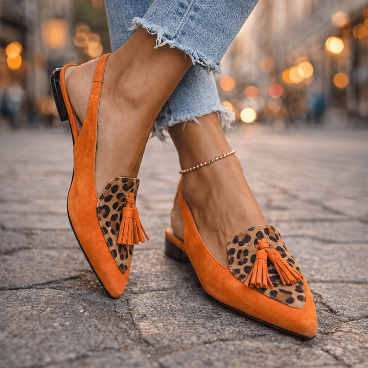 Lorena™ | Pointed-Toe Flat Mules with Slingback