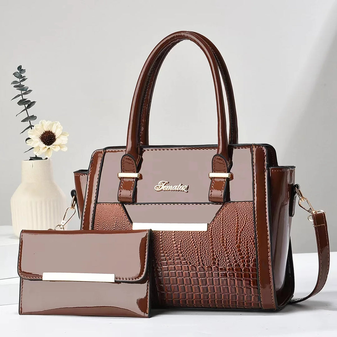 Sophia™ | Croc-Embossed Leather Bag & wallet Set