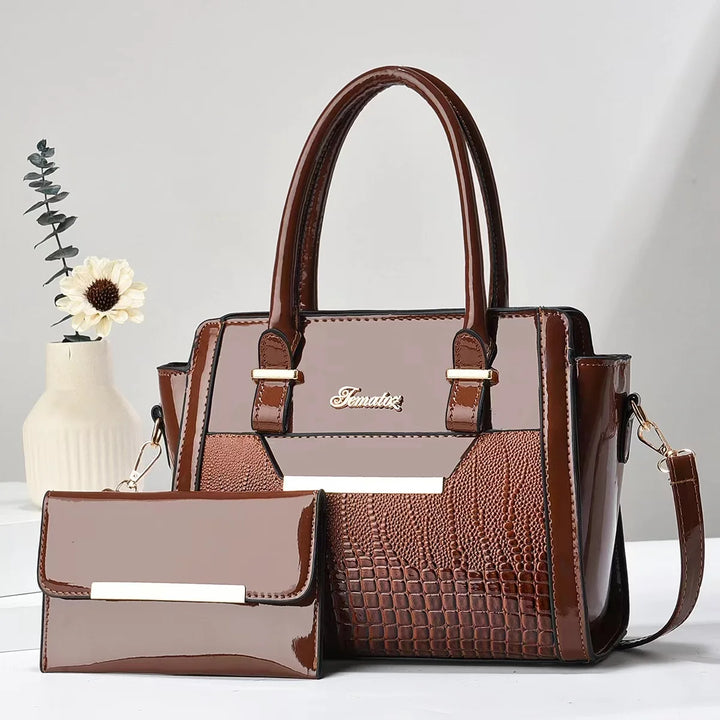 Sophia™ | Croc-Embossed Leather Bag & wallet Set