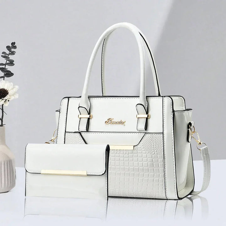 Sophia™ | Croc-Embossed Leather Bag & wallet Set