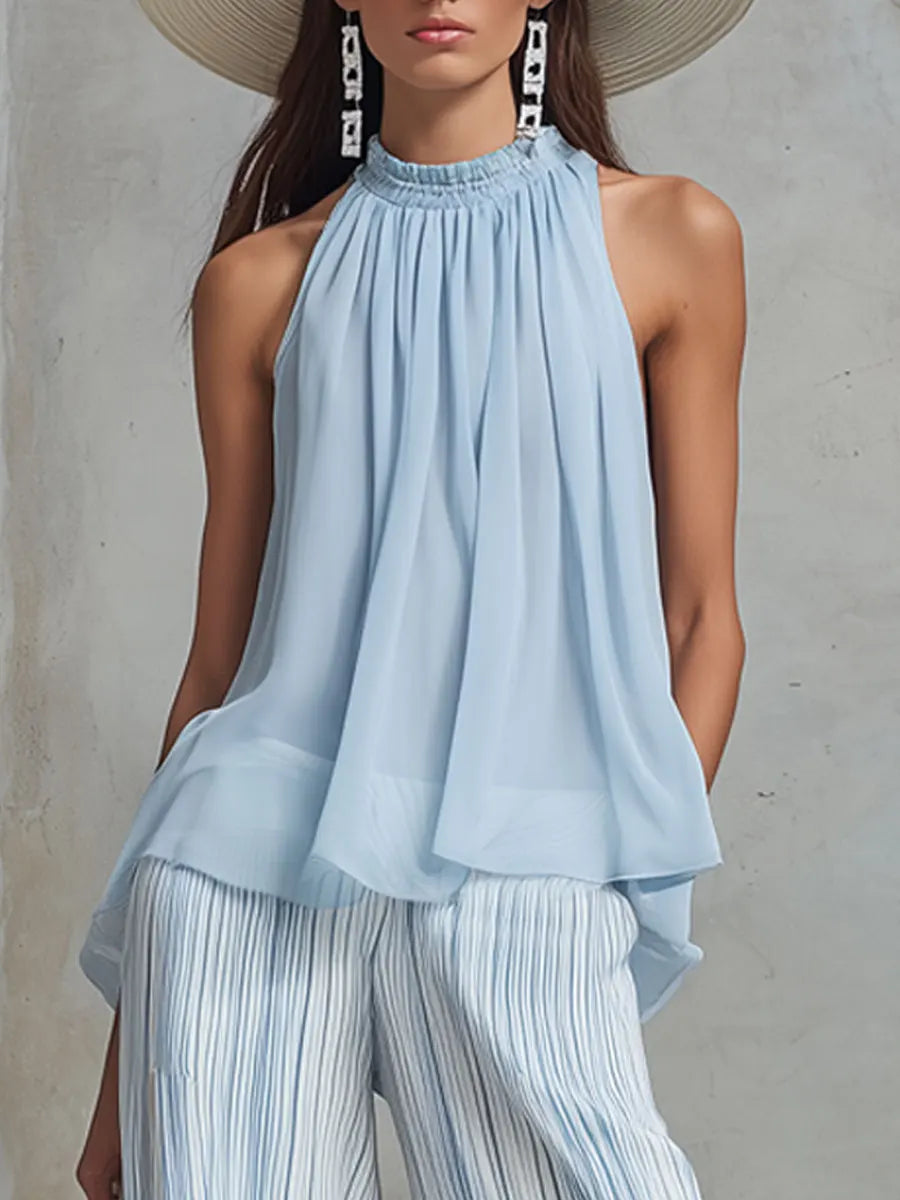 Céleste™ | Sleeveless Halter Chiffon Set