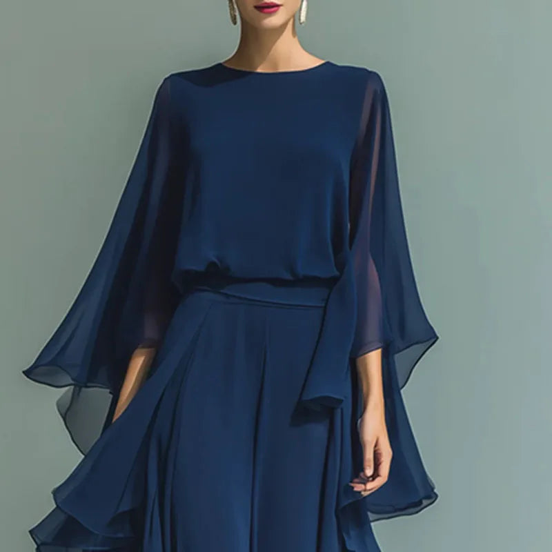 Aurore™ | Layered Chiffon Sleeve Suit