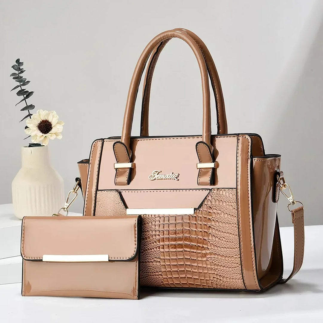 Sophia™ | Croc-Embossed Leather Bag & wallet Set