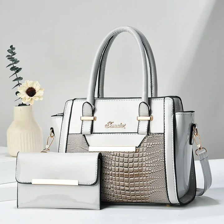 Sophia™ | Croc-Embossed Leather Bag & wallet Set