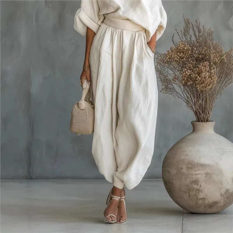 Trisha™ | Oversized One-Shoulder Linen Set