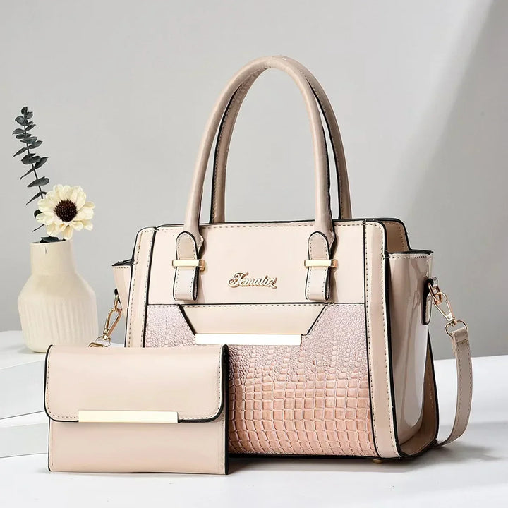 Sophia™ | Croc-Embossed Leather Bag & wallet Set