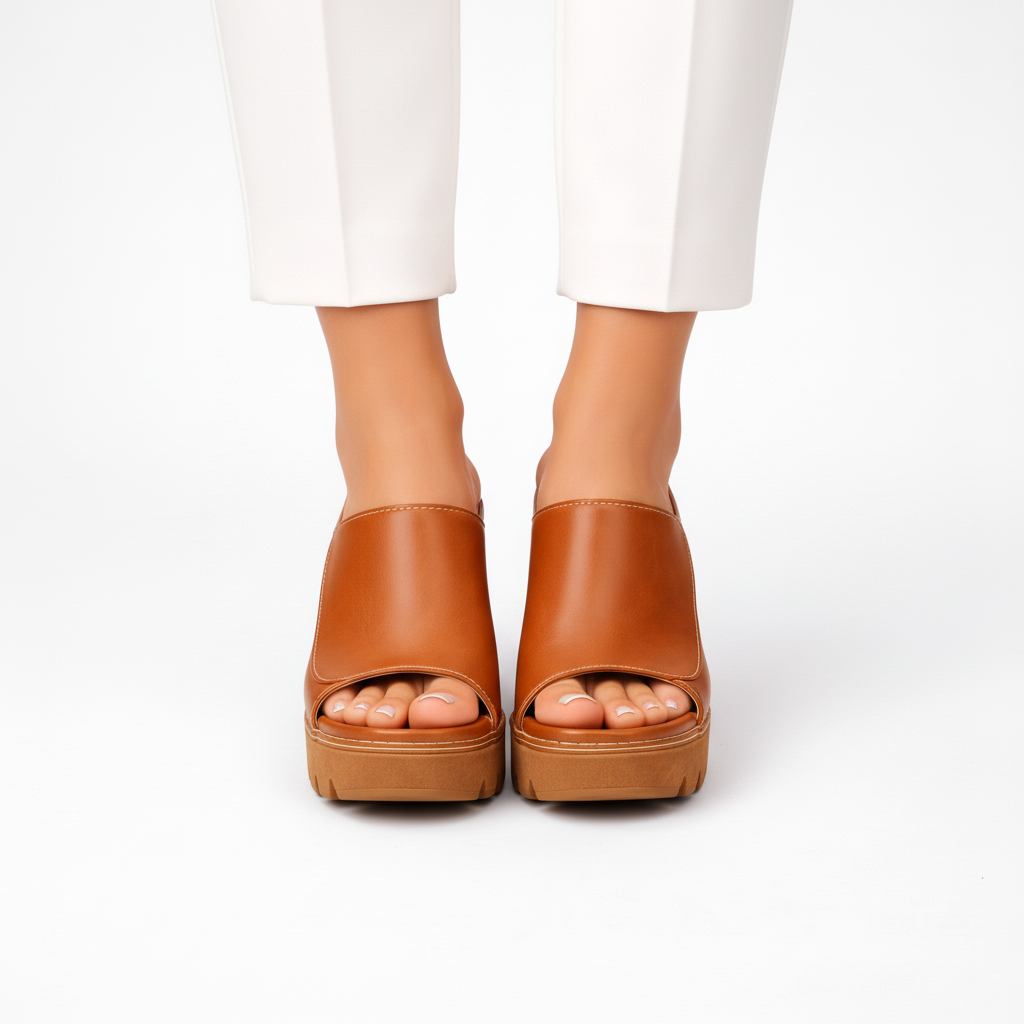 Alessia™ | Premium Leather Platform Mule Heels