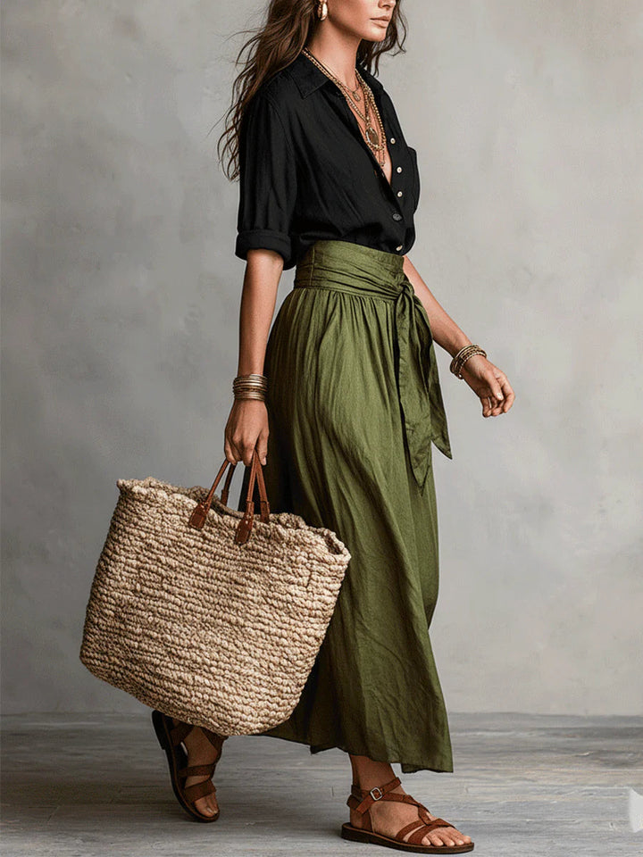 Vera™ |  Blouse &  Midi Skirt Set with Belt