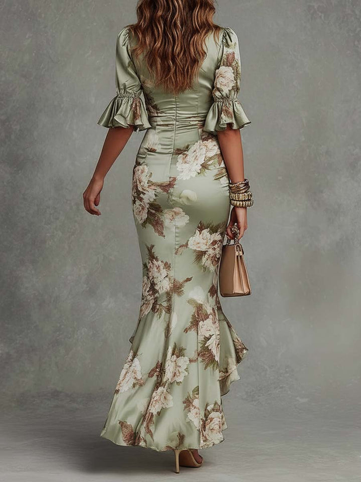 Anastasia™ | Floral Satin Occasion Dress