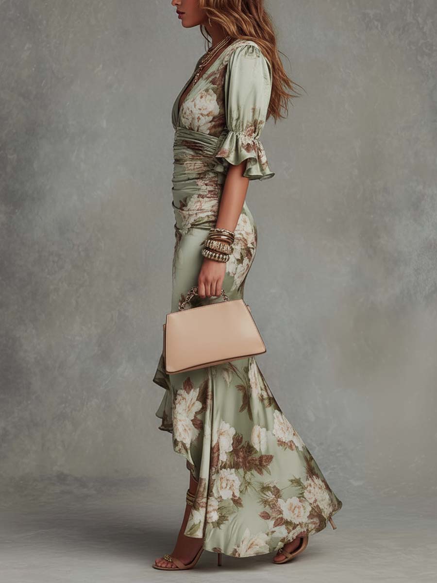 Anastasia™ | Floral Satin Occasion Dress