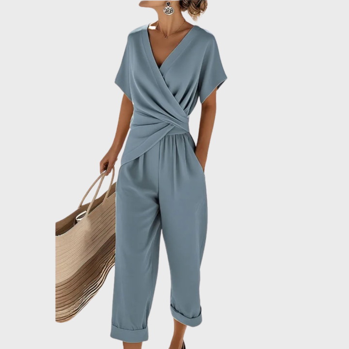 Hazel™ | Wrap-Front Cropped Trouser Set