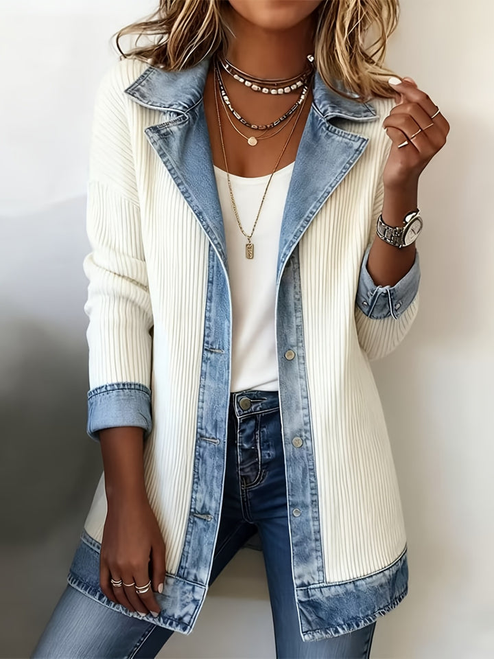 Alina™ | Denim-Trim Knit Jacket