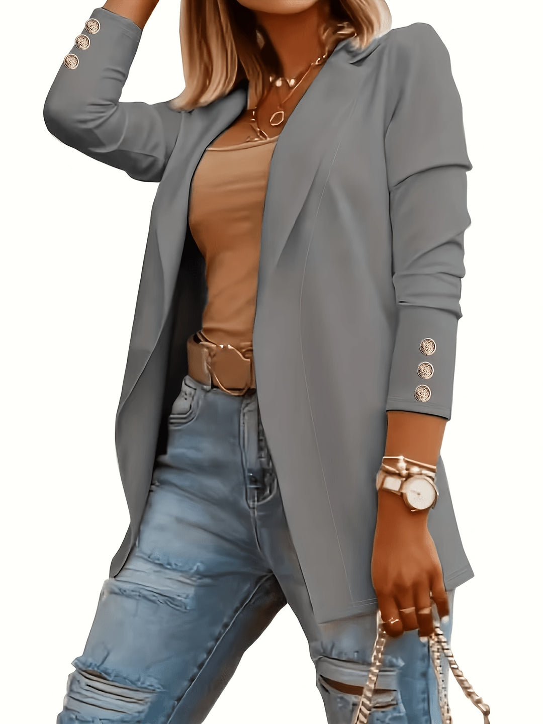 Margot™ | Elegant Open-Front Knit Blazer