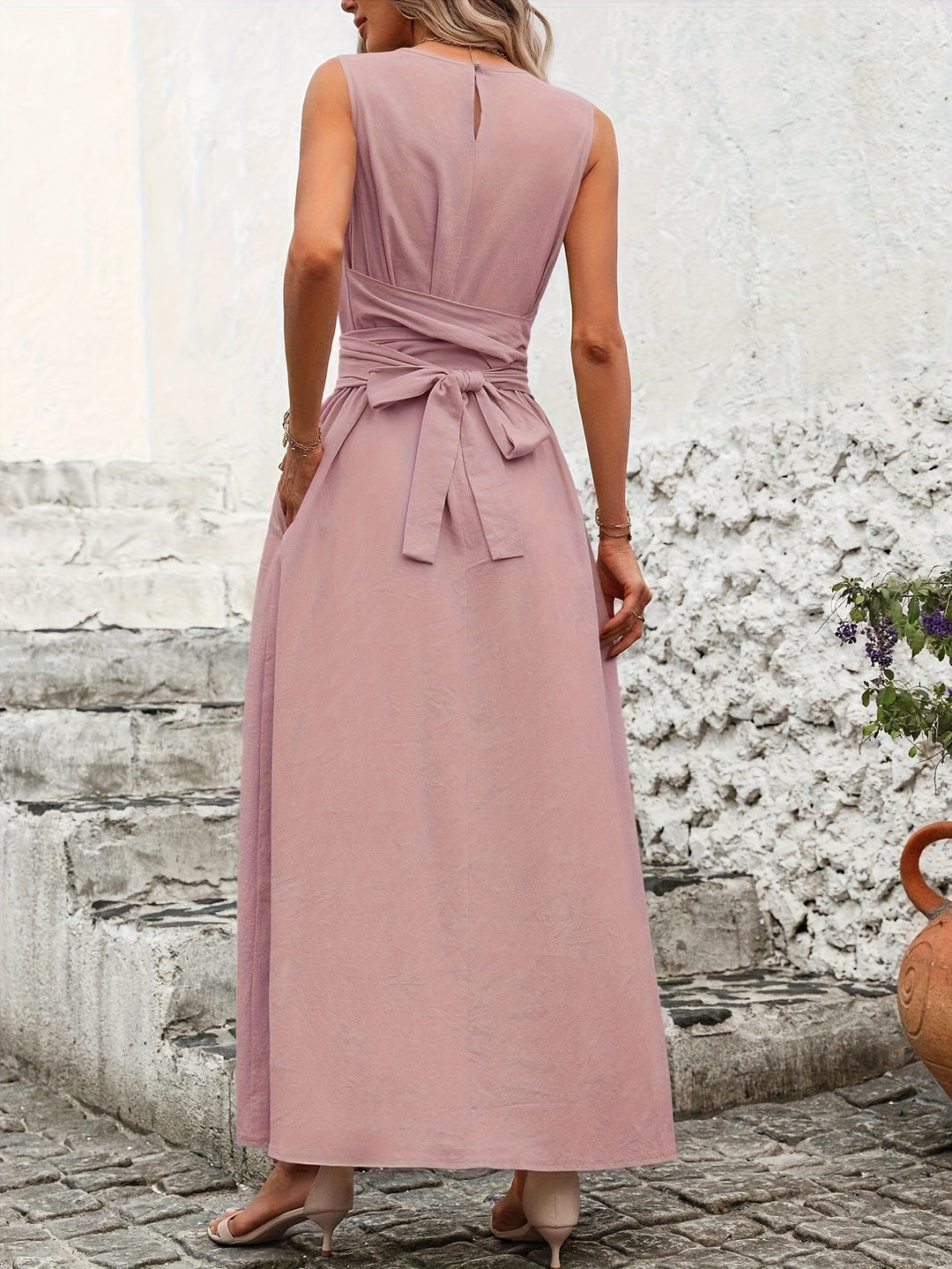 Diane™ | Cotton Tie-Back Sleeveless Maxi Dress