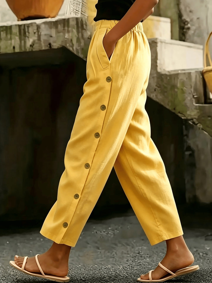 Cate™ | Button-Side Straight Leg Ankle Pants