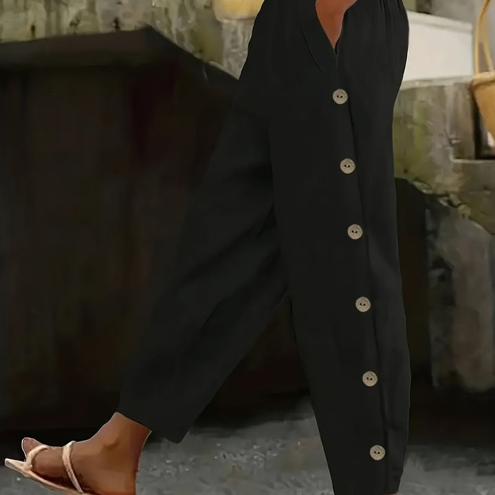 Cate™ | Button-Side Straight Leg Ankle Pants