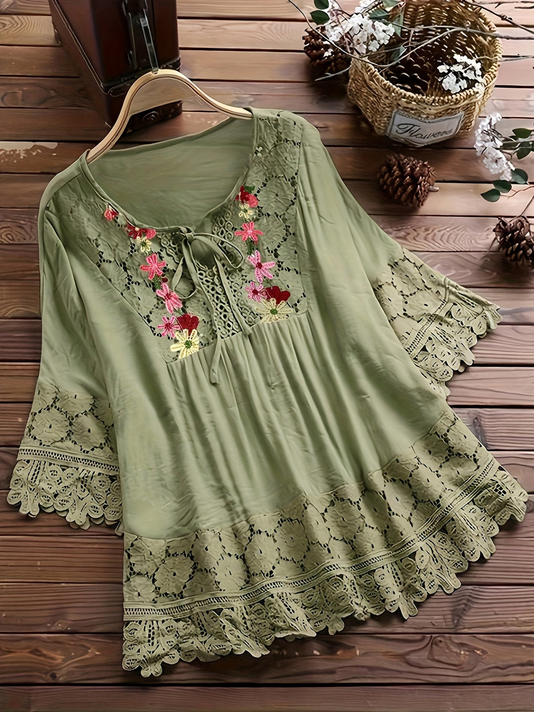 Florence™ | Embroidered Lace Boho Blouse
