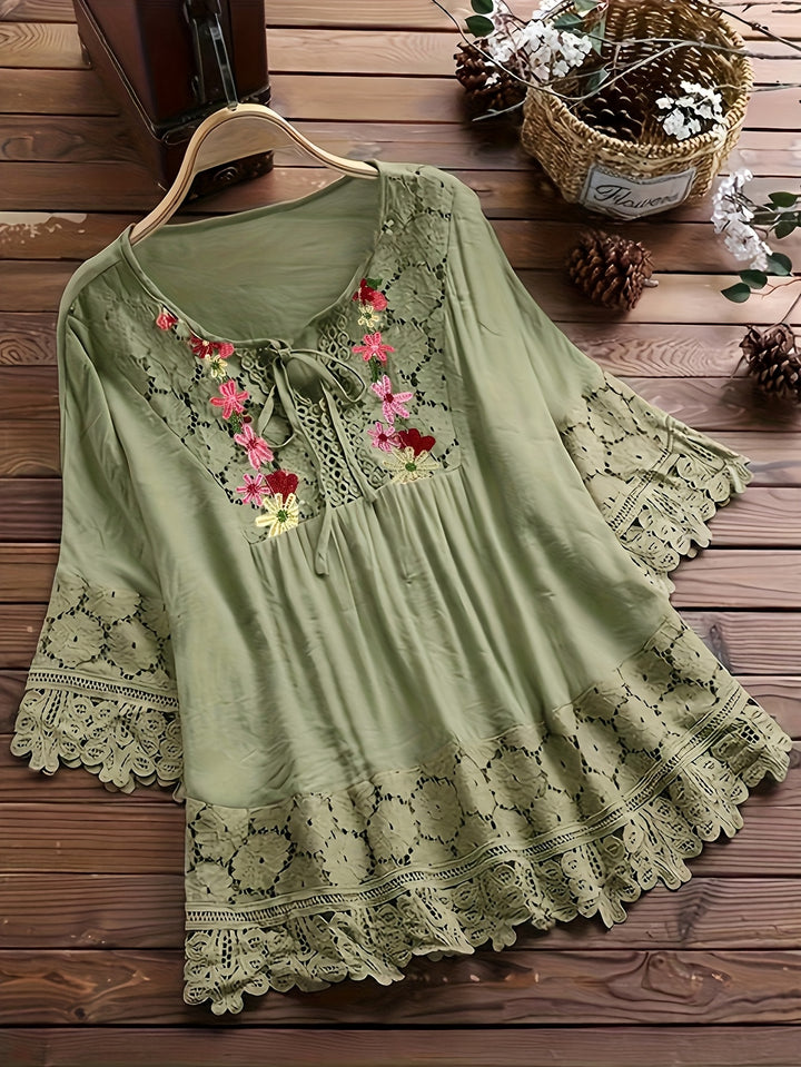 Florence™ | Embroidered Lace Boho Blouse